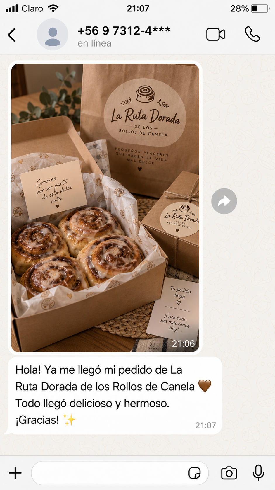 Mensaje de una persona que recibió su acceso al recetario